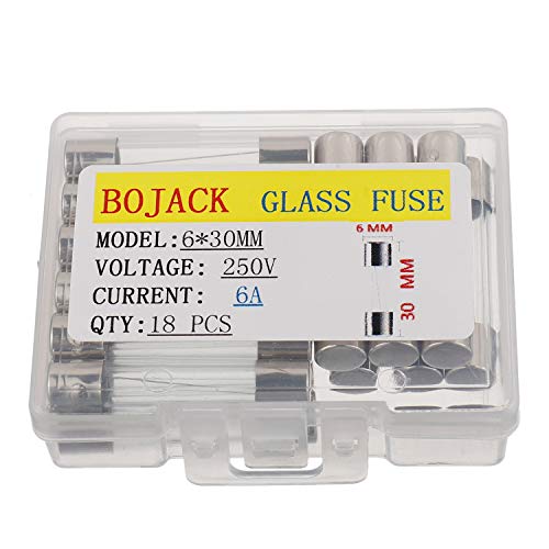 BOJACK 6x30mm 6 A 6 amp 250 V 0.24x1.18 Inch Volt F6AL250V Fast-Blow Glass Fuses(Pack of 18 Pcs)
