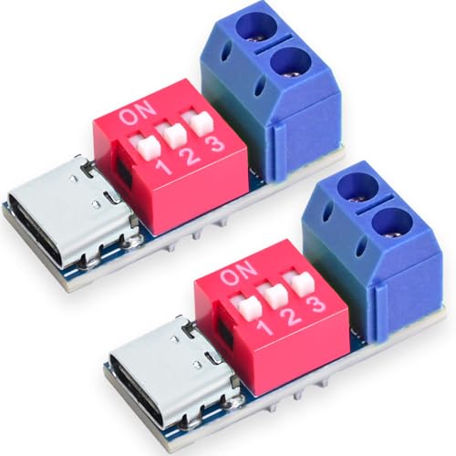 Seloky USB-C PD Trigger Board Module PD/QC Decoy Board Fast Charge USB Type-C to 5-20V High Speed Charger Power Delivery Boost Module (2PCS)