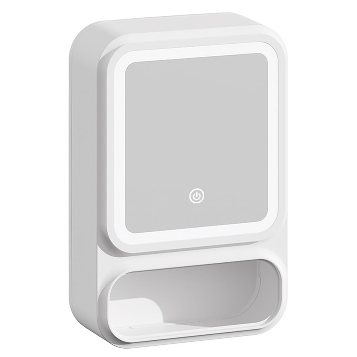 Vjsujehgy Cosmetics Storage Box Wall-Mounted Bathroom Shelf Dust-Proof Free Punch Bathroom Storage Rack with Mirror