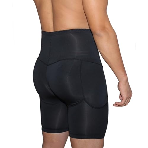 Bauchweg Push Up Shapewear Herren Unterhosen mit Bulge Pouch Einfarbig Stretch Unterwäsche Figurformend elastische Hohe Taille Boxershorts Body Shaper bequem Fitness Shorts, O negro., S