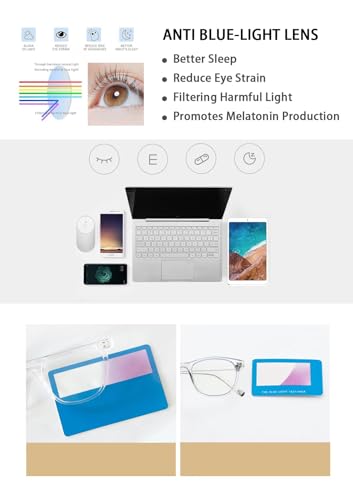 Image of OUWEN Retro Cat Eye Blue Light Blocking Glasses Womens Mens, Anti EyeStrain & UV Glare Computer Gaming Eyeglasses OW2245