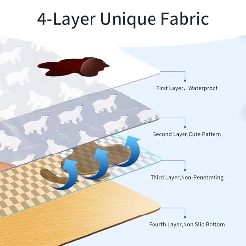 Image of Non-Slip Baby Splat Mat for Under High Chair(Bear, 43 inchx 43 inch) | Waterproof & Mess-Proof High Chair Mat for Baby Mealtime or Art, Machine Washable,Playtime Mat for Kids,Floors or Tables