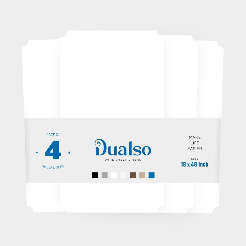 Wire Shelf Liner Wire Rack Shelf Mat - Thick Wire Shelf Cover - Waterproof Plastic Shelf Liners, Metal Shelf Liner - Easy Use Wire Shelving Cover for Closet (White, 18" X 48" (Set of 4))