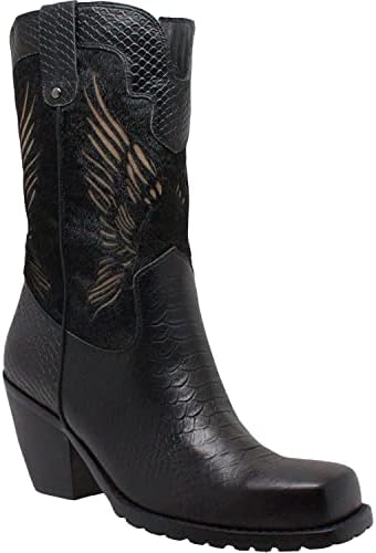 Ad Tec Women's Adtec 11" Laser Eagle Biker Boot Black 6 M