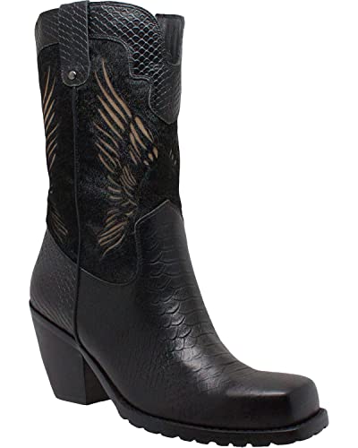 Ad Tec Women's Adtec 11" Laser Eagle Biker Boot Black 6 M #TOP1
