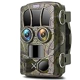 Trail Camera 20MP 4K Night Vision Dual-Lens Game Hunting Camera, 120° Wide Angle Outdoor Wildlife Scouting Camera with Infrared LEDs Night Vision 0.2s Trigger Speed, 82ft Motion Activated, Waterproof