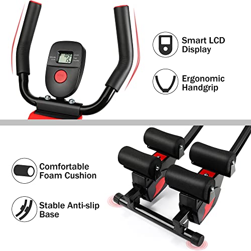 GIKPAL Ab Workout Equipment - Ab Machine Exercise Equipment for Women in Home Gym, Foldable Abdominal Exercise Fitness Equipment Ab Trainer with LCD Display