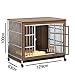 Stainless Steel Dog Cage Wooden Marble Finish - Indoor Kennel All Dog Breeds(Beige Marble,A)