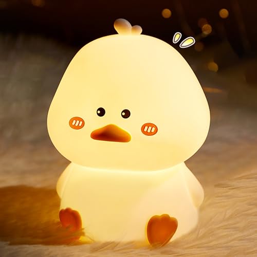 Image of L LOHAS LED Cute Duck Night Light, Kawaii Duck Lamp, Desk Decor, Cute Stuff, Squishy Duck Light, 16 Colors Table Lamp with Remote Control, USB Rechargeable, Ideal Funny Gifts