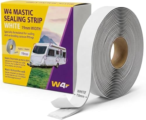 W4 Mastic Sealing Strip White 19mm x 5m โ Caravan & Motorhome Sealant Tape, Waterproof Non-Setting Mastic for Windows, Roof Lights, Vents & Trims