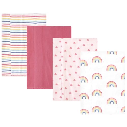 Image of Hudson Baby Unisex Baby Cotton Poly Flannel Burp Cloths, Creative Rainbow 4-Pack, One Size