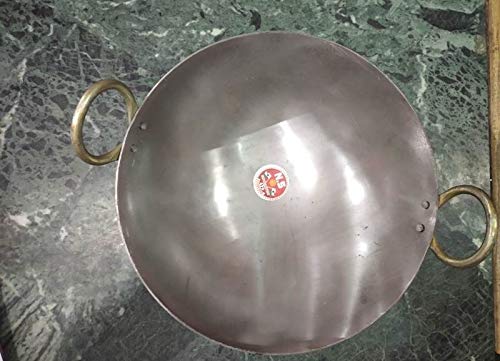 Spacetouch Traditional Indian Handmade Cast Iron Kadai Cooking Wok Cast Iron Wok Kadhai 1 Liter Cast Iron Kadhai