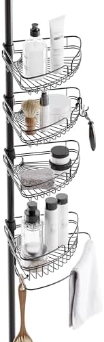 Zenna Home Tension Pole Shower Caddy Corner Organizer, Adjustable...