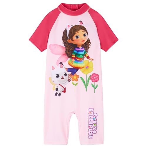 La Casa de Muñecas de Gabby Largo Bañador Una Pieza para Niñas, Natación y Playa (Rosa, 4-5 Años)
