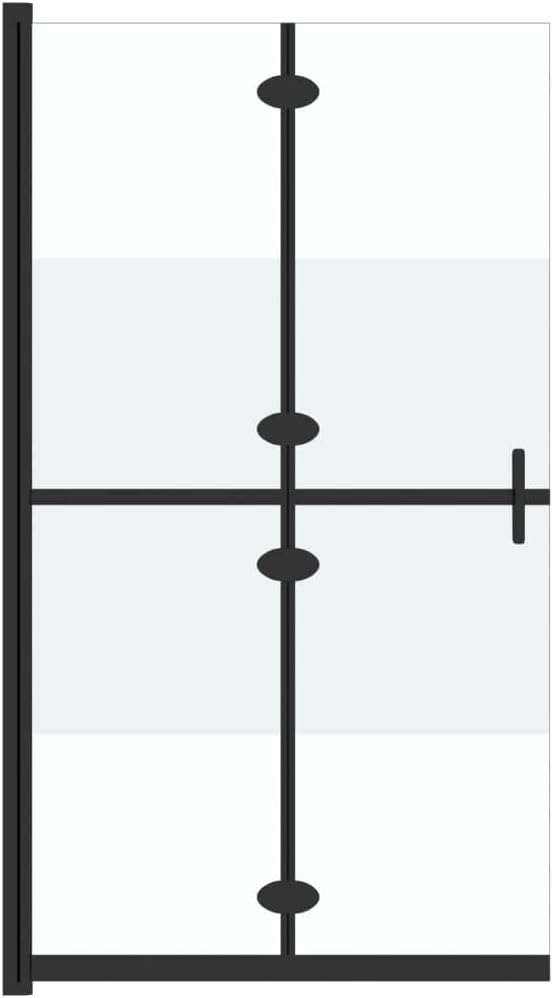 vidaXL Foldable Walk-in Shower Wall - Half Frosted & Tempered Glass Design - Aluminum Frame - 39.4"x74.8" Dimension - Modern & Minimalist Style - Easy to Clean