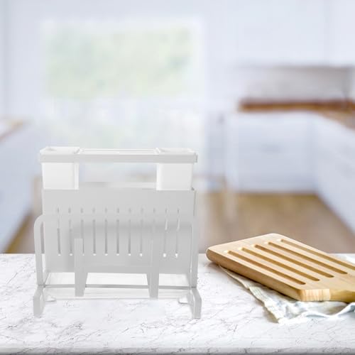 Estantería de cocina para eliminar el caos en encimeras con soporte de acero blanco 5
