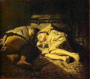 Peinture à l'huile d'art russe de Vasily Perov reproduction haut de gamme Children Sleeping