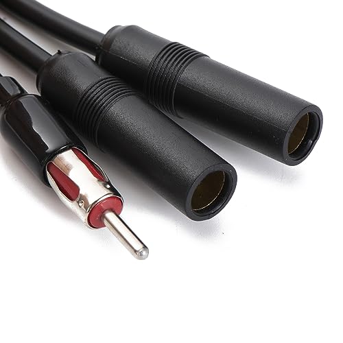 RedYutou Universal car Antenna 1 Male to 2 Female Splitter Y-Shaped Radio Antenna Adapter Connector Cable FM AM Stereo Audio（12 inch） - Thumbnail 3