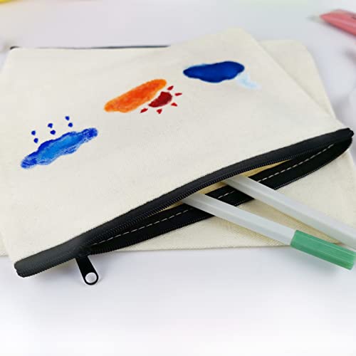 Koolmox Small Cosmetic Bag 16 Pcs, Canvas Pouch with Zipper of 8 Colors, 8x5'' Blank Cotton Bags for Embroidery, Tie Dye, Marker, Circuit Projects, Christmas Gifts, Travel Bags for Pen Pencil4
