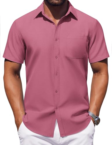 Chemise d'été pour homme COOFANDY anti transpirante boutonnée avec poche