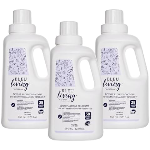 Bleu Lavande - 3 Pack Natural Liquid Laundry Detergent - Concentrated Detergent - Biodegradable - Pure Lavender Essential Oil - No Phosphates - No artificial fragrances - 3x 32.1 Fl Oz Cover