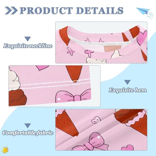 ALAZA Kids Rash Guard Girls Toddler Swim Shirts Short Sleeve Pink Bow Ice Cream UPF 50+ 3T3