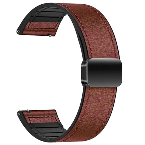 Image of AONES Watch Strap Leather Silicone Magnetic Belt 20mm Compatible for Compaq Q Watch Balance Smartwatch Band