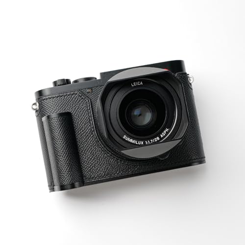 対応 Leica ライカ Q3 専用 カメラケース カメラカバー カメラバッグ 本革 【Iborrys 純手作】銀付牛革本体+メタルベースプレート+ハンドルの3-in-1デザイン (ブラック)