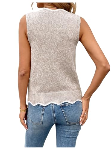 SweatyRocks Women's Wave V Neck Knitwear Sleeveless Casual Knit Sweater Vest Top2