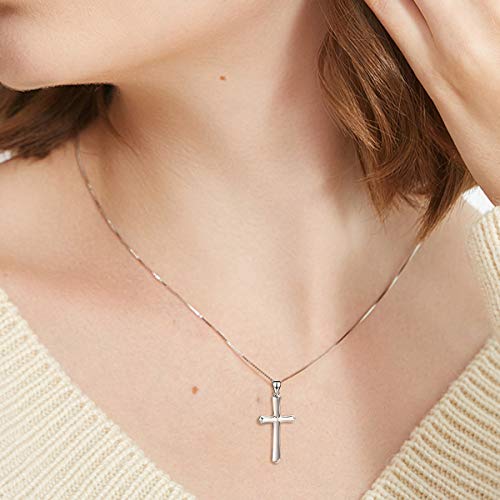 Cross Necklace Women Sterling Silver Religious Engraved Faith Hope Love Cross Pendant Necklace Jewelry Christmas Gifts For Girls Unisex #TOP1