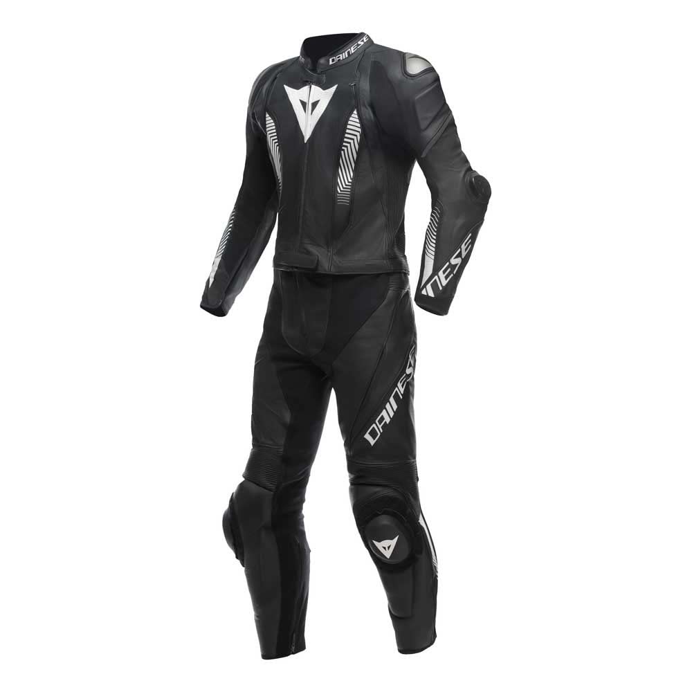 Dainese Laguna Seca 5 2-Teiler S/T Motorrad Lederkombi, schwarz/weiß, 24 | Hauptmaterialien: Auminium, Mikrofaser, S1 Bielastisches Gewebe und Tutu-Rindsleder