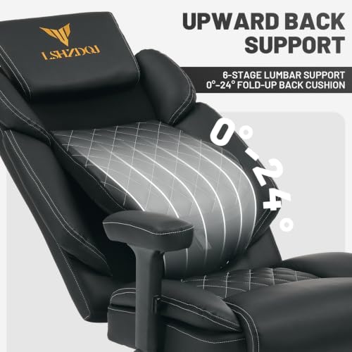 Image of Big Tall Office Chair with Footrest, PU Leather Executive Desk Chair Black
