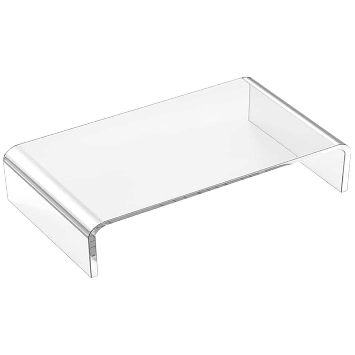 Supporto Rialzato per Laptop in Acrilico Trasparente da Scrivania | Design Ergonomico, Bordi Lisci, Piattaforma Elegante e Trasparente, Accessorio per Ufficio e Postazione Ordinata