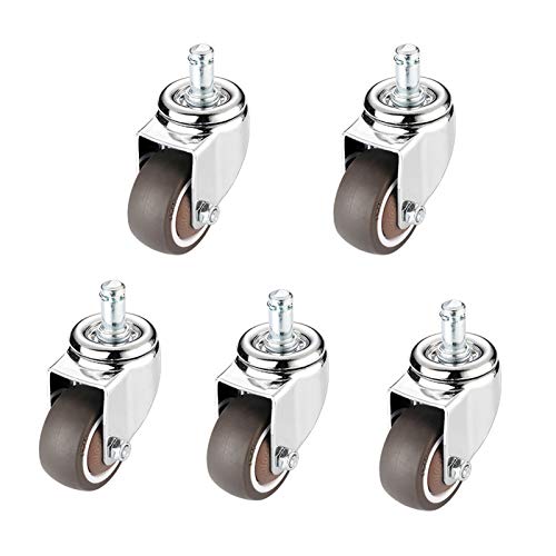 Roulettes pivotantes en caoutchouc lot de 5 roues industrielles filetées fixes type circlip pour meuble