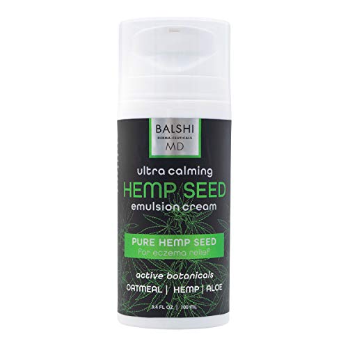Maximum Strength Hemp Seed Cream with Hemp Oil for Powerful Soothing Pain Relief of Dry Skin, Eczema, and Psoriasis Inflammation. Dermatologist Developed to Relieve Itchy Skin and Moisturize 3.4 Oz