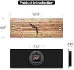 Rustic Wall Clock Silent Non-Ticking, Frameless Art Wall Clocks Farmhouse Wall Décor，Rectangle Handmade Clocks Decorative for Home Living Room Kitchen Office, Battery Operated