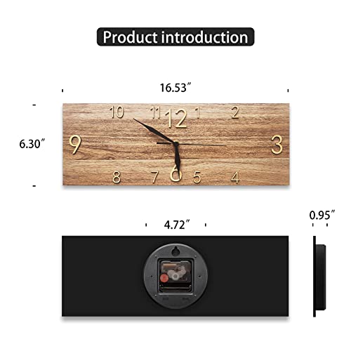 Kolymax Rustic Wall Clock Silent Non-Ticking, Frameless Art Wall Clocks Farmhouse Wall Décor，Rectangle Handmade Clocks Decorative For Home Living Room Kitchen Office, Battery Operated #TOP4