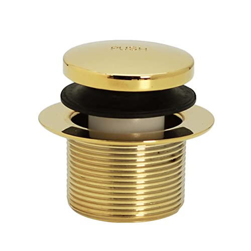 Westbrass D93-01 1-1/2" Coarse Thread Tip-Toe Bathtub Drain Plug Trim Set With One-Hole Overflow Faceplate, 1-Pack, Polished Brass #TOP6