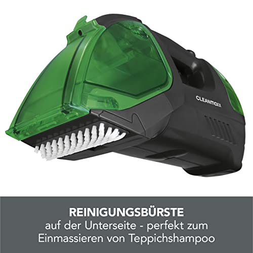 CLEANmaxx Polster- & Teppichreiniger | kabellos, tragbar und handlich | geeignet für Polstermöbel, Matratzen, Teppiche und Autositze | 2200mAh Akku für bis zu 15 min Dauerbetrieb [anthrazit/grün]