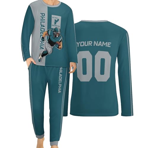 Personalized Long Sleeve Pajama Set for Men Custom Name Number Gift for Dad Son Husband