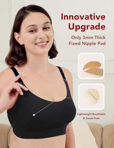 Image of HOFISH Nursing Bras for Breastfeeding, TwinClips Wearable Pump Bra Fixed Pad, Adjustable Support Maternity Bra for Pregnancy