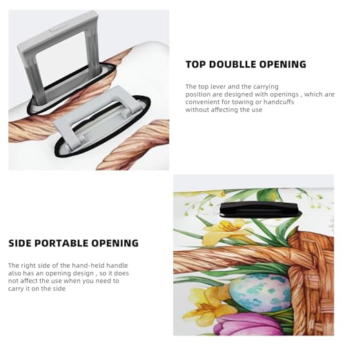 Travel Luggage Covers,Ulips And Daisies Easter Basket Thicker Elastic Suitcase Cover Dustproof Baggage Cover Scratch-Resistant Suitcase Cover Protector Fit 22-24 Inch Luggage Medium3