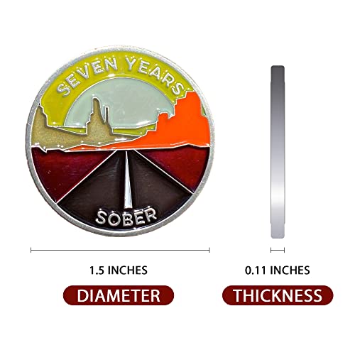 Image of The Achieve Mint 7 Years Sober Token | Seven Years Sober Chip | Non-AA Gift, Non-Religious Medallion for Women and Men Celebrating Sobriety