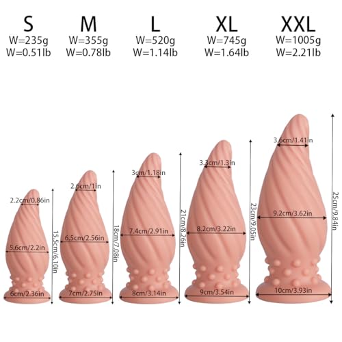 Hitasi ディルド 女性用 極太アナルプラグ柔らかいPVC 螺旋状アナルグッズ アナル拡張 あなるぷらぐ 開発 初心者から上級者 アナルビーズ 重さdildo あなる アなるビーズ 大人のおもちゃ-肌色||S-最大直径5.6cm - 画像3