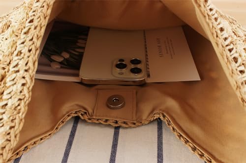 Image of Teeya Straw Crossbody Bag Women Weave Shoulder Bag Round Summer Beach Purse and Handbags