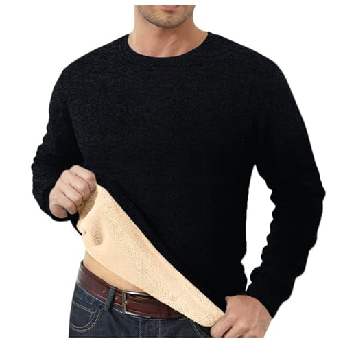 Men's Fleece Sweatshirt, Sherpa Lined Thick Pullover Winter Warm Crewneck Thermal Long Sleeve Cozy Casual Loungewear