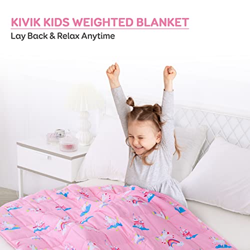 Kivik Weighted Blanket 3lbs, Unicorn Heavy Blanket Throw, Small Weighted Cooling Blankets 3 Pounds, Cute Blanket for All-Season, 36x48 Inches, Pink