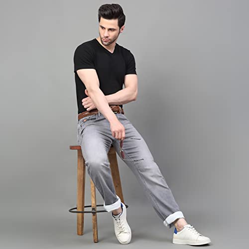 Image of LOUIS STITCH Mens Jeans Italian Cloth Denim Mid Rise Super Stretch Butter Comfort Relaxed Fit Jeans for Men (LSJNC-BU92)