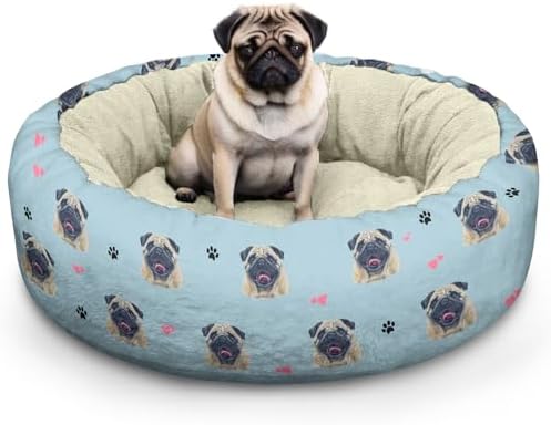 Pug Cama redonda calmante lavável donut para cães (pug, 50,8 cm C...