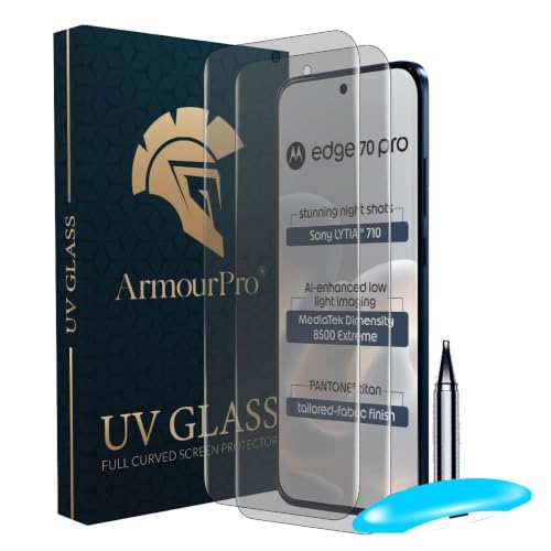 Image of ArmourPro 2 Pack Matte UV Tempered Glass for Motorola Edge 70 Pro and Edge 70 Fusion, Premium Curved Screen Protector with Anti-Glare Finish, Edge-to-Edge Coverage, Fingerprint Friendly and Case Friendly